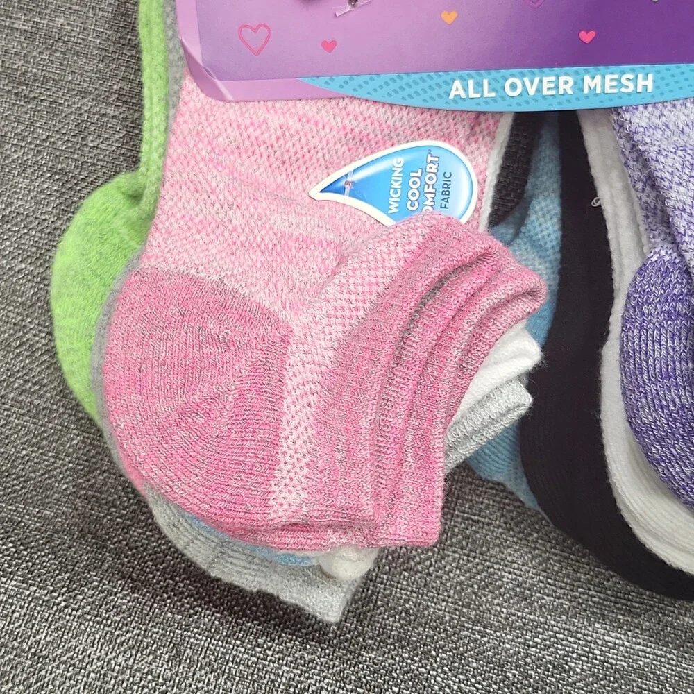 Hanes Girls' 12-Pairs Cool Comfort Mesh Super No Show Socks Size Medium 10.5-4